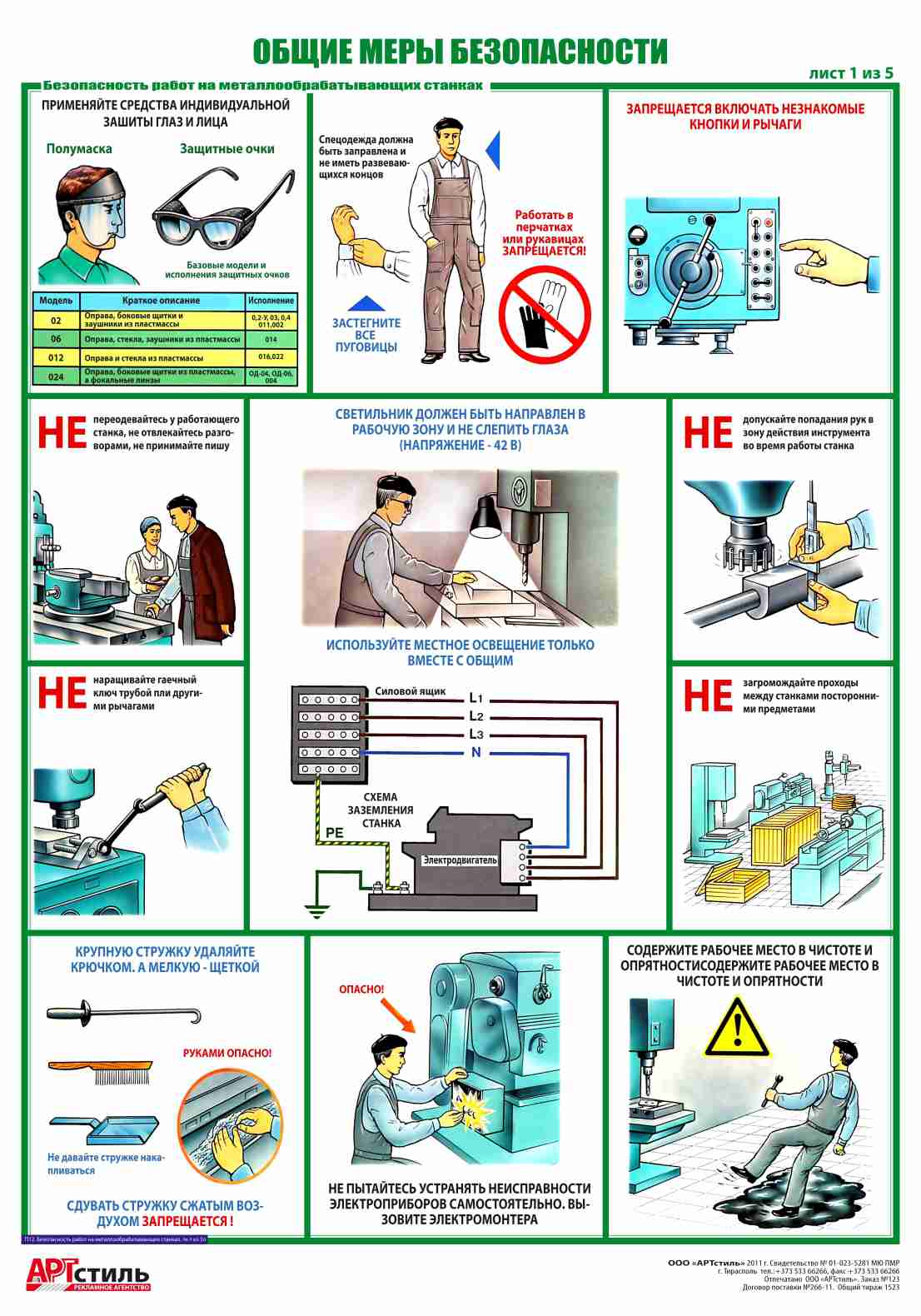 Плакаты по ТБ:  Безопасность работ на металлообрабатывающих станках